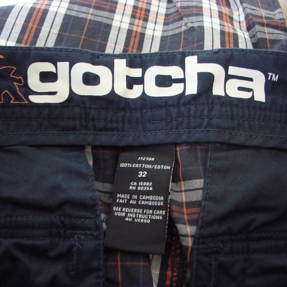 Plaid  Shorts Mens Navy White Plaid Flat Front Shorts Size 32 - Picture 3 of 11